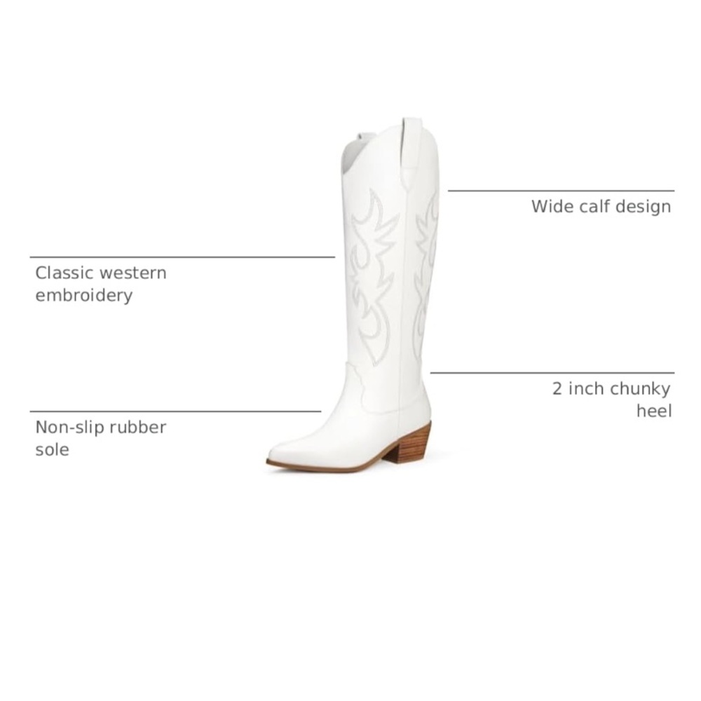 White Western Heeled Boots - Picture 2 of 8